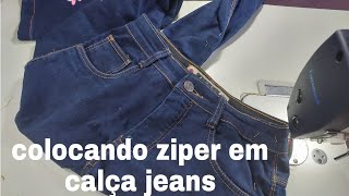 Colocando ziper em calça jeans