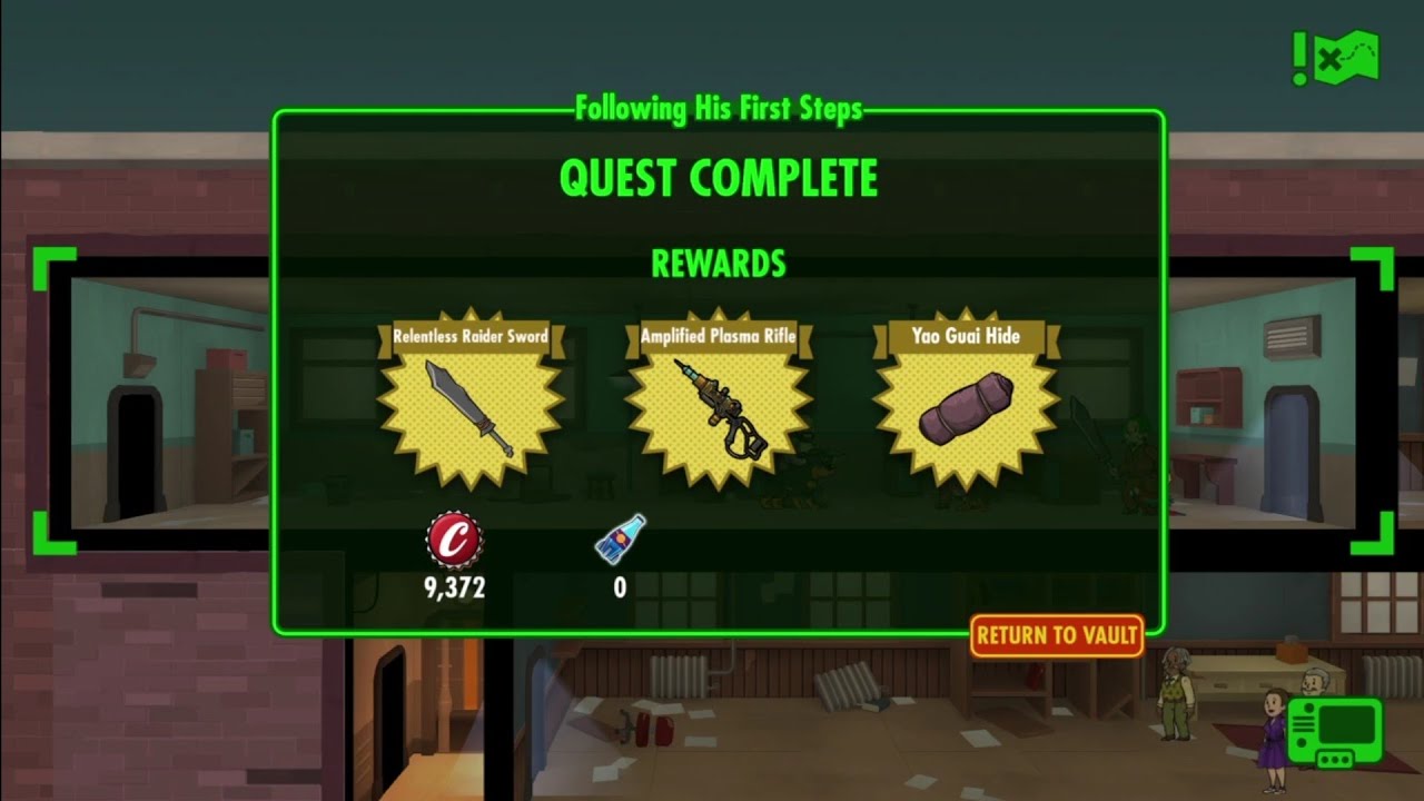Fallout Shelter Legendary Weapon & Outfit Rewards for quest Raider