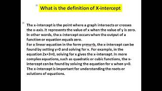 what is the definition of x intercept