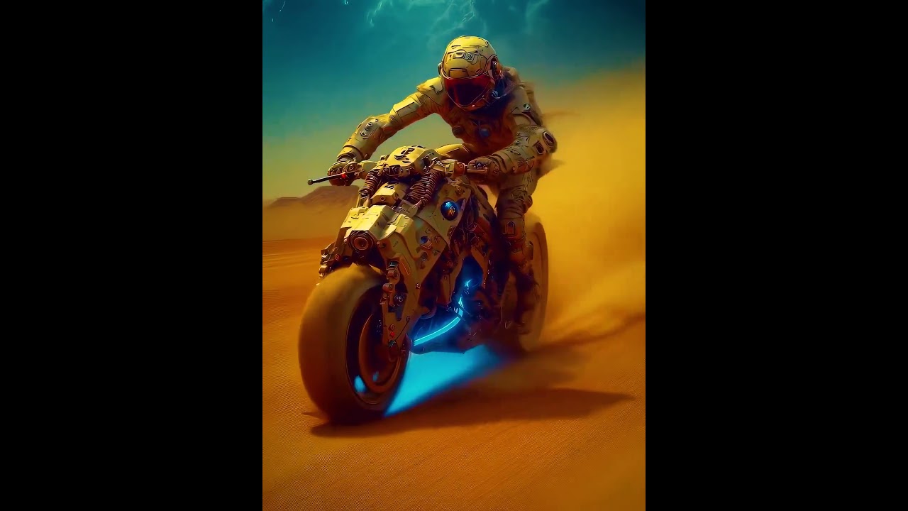 Epic Sci-Fi Biker Race in the Desert | AI Art Animation