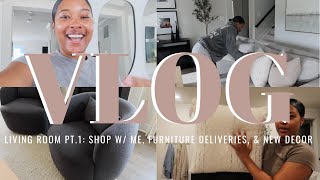 Living Room Decorate With Me Pt. 1: Shop With Me, Furniture Deliveries, & Home Decor | Diam Jackson