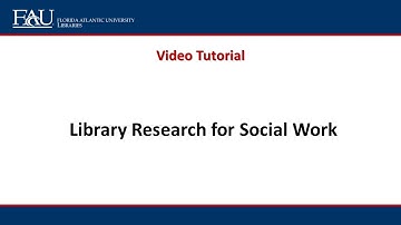 Library Research for Social Work