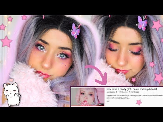 Following a Pastel Kawaii Candy Girl Makeup Tutorial - YouTube
