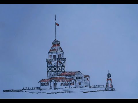 Kız Kulesi nasıl çizilir?How To Draw Maiden's Tower? (Timelapse Video)