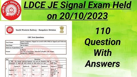 LDCE JE Signal 20/10/2023 Asked 110 Question With Answer || JE Signal Preparation