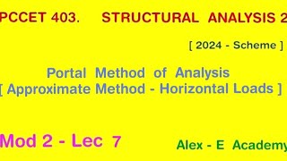 PCCET 403 - SA 2 | Approximate Method for Lateral Loads | Mod 2 - Lec 7 | Portal Method | S4 Civil 