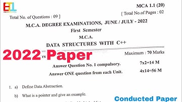 MCA 1st sem Data Structures with C++ Question Paper 2022 1st sem mca ds with c++ 2022 paper MCAExams