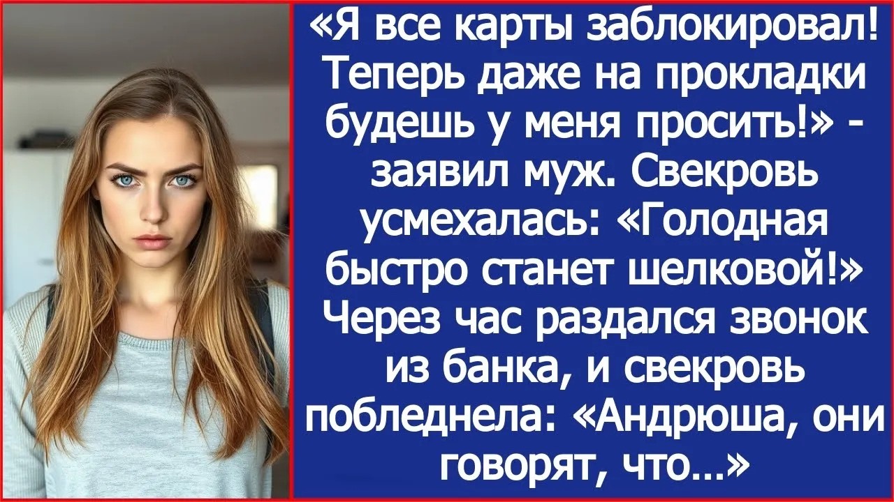 «Я все карты заблокировал! Теперь даже на прокладки будешь у меня просить!»   заявил муж