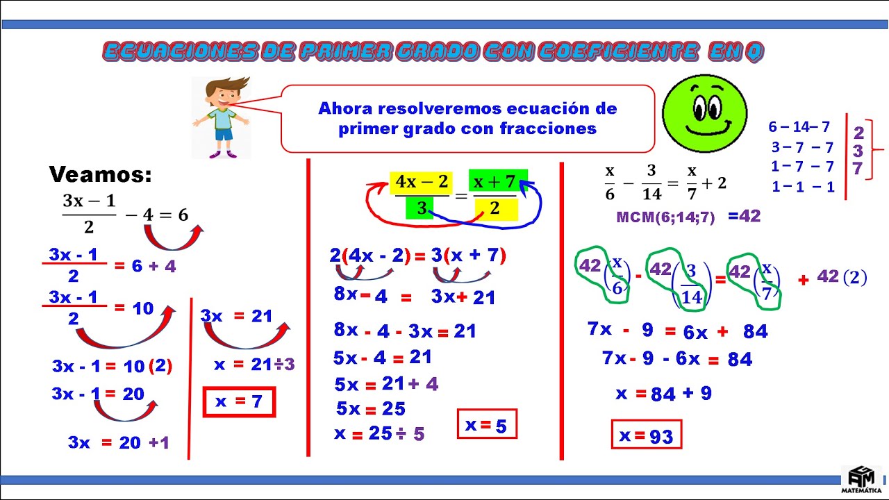 Ecuaciones de primer grado con coeficiente en Q - 6to de primaria