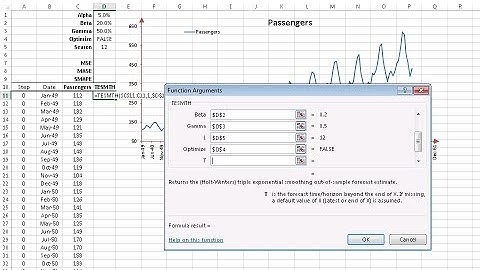 Triple Exponential Smoothing without Automatic Optimizer in NumXL
