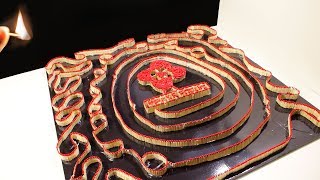 Matchstick fire domino - Longest match chain reaction !!! [50 feet]