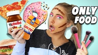 FULL FACE USING ONLY FOOD CHALLENGE!! * GONE WRONG* | Saffron Barker