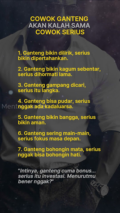COWOK GANTENG AKAN KALAH SAMA COWOK SERIUS #fakta #sukses #leader #motivasi #quotes