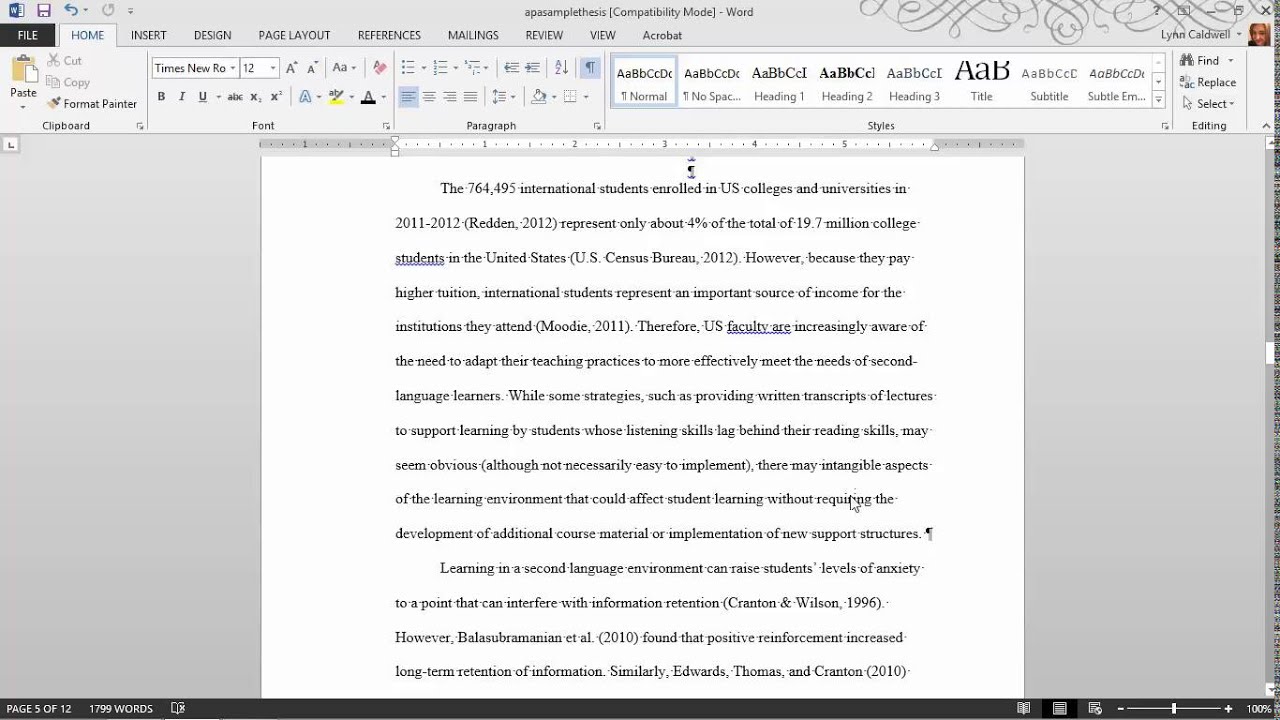 how to write thesis in ms word