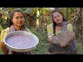 Khmer Dessert Cooking Purple Yam Pudding Recipe បង្អែមដំឡូងឈាមមាន់កូរ