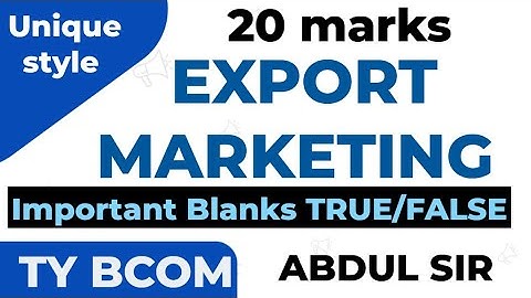 Lec 1 marks20 full book objevtives for exam #ecport_Marketing tybcom sem 5 tybcom sem 5