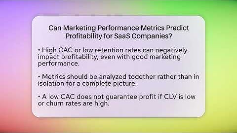 Can Marketing Performance Metrics Predict Profitability for SaaS Companies?