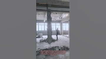 "Risky Demolition: Man Pulls Down Fragile Cement Ceiling with Rope | Safety Warning"