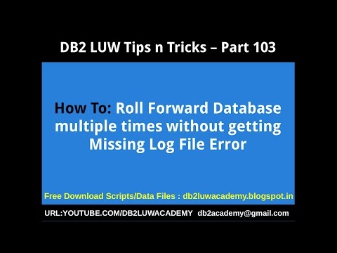 DB2 Tips n Tricks Part 103 - How To Rollforward multiple times w/o missing log file Error