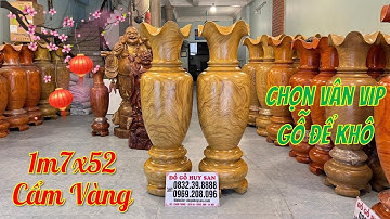 Báo Giá Lộc Bình Gỗ Cẩm Vàng 1m7 Dk52 Liền Khối Vân Chun Cực Đẹp | Đồ Gỗ Huy San