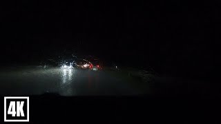 3 Hours of Driving through a  Thunderstorm at Night with Intense Rainfall for Sleep / 4K