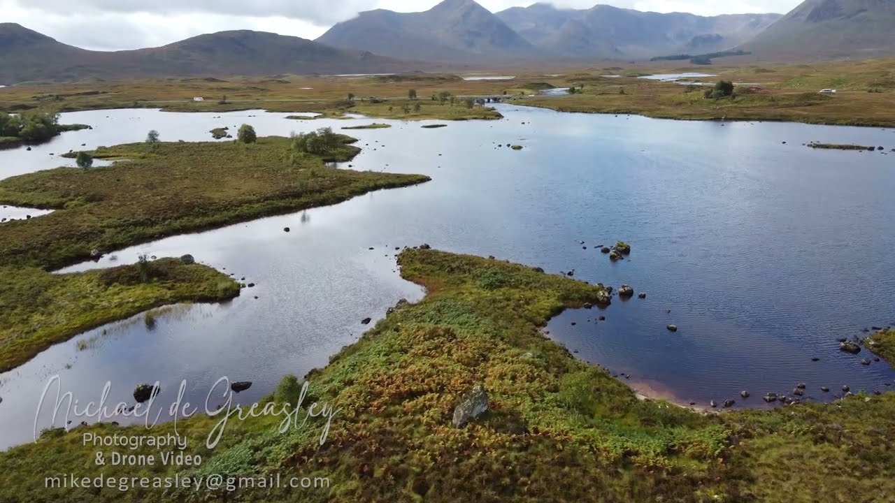 Drone Flight around Loch Ba Bridge - Rannoch Moor - Scottish Highlands