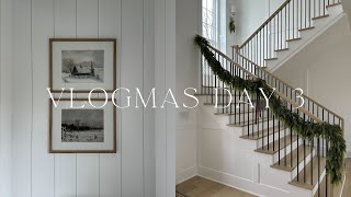 VLOGMAS DAY 3 | Hanging garland and pictures, baby shower prep, and housework