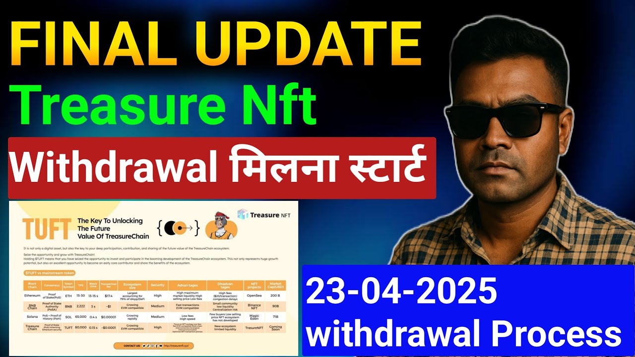 Treasure Nft withdrawal🤬✅|24 घंटे में सबको पैसा मिलेगा|Treasure NFT new update today|$TUFT Token