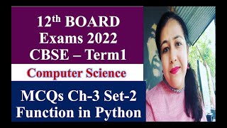 MCQs based on Functions in Python | CBSE Class 12 C.S. Term1 Boards 2022 #cbse #term1 #mcq #python Profile