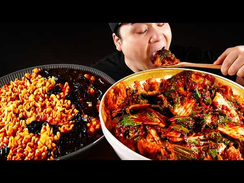 봄동 듬뿍 넣은 봄동비빔밥에 <strong>미역</strong> 넣은 불닭탕면 먹방~!! Bomdong Bibimbap, Buldak Tangmyeon