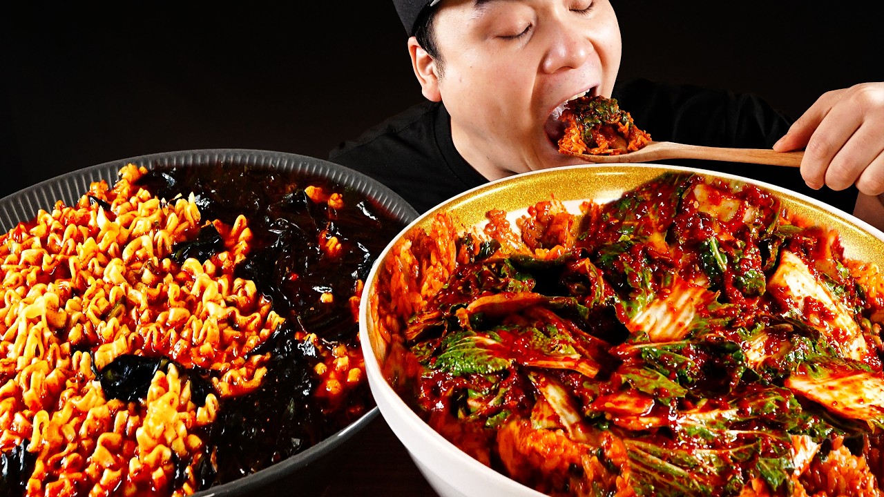 봄동 듬뿍 넣은 봄동비빔밥에 미역 넣은 불닭탕면 먹방~!! Bomdong Bibimbap, Buldak Tangmyeon