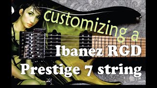 How to Customize an Ibanez RGD Prestige 7 string electric guitar // Amazing paint job!