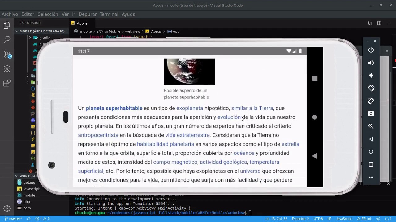 Demo integración webview en React Native 0.61.2 - YouTube