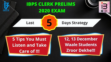 Last Minute Tips | IBPS CLERK PRE 2020 | 5 TIPS TO GET 80+ MARKS IN IBPS CLERK PRE | By Vinay Sir