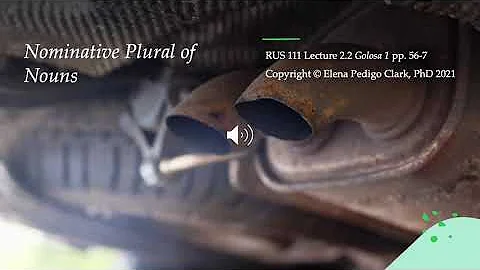 RUS 111 Lecture 2.2 Nominative Plural of Nouns