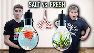 The ULTIMATE ECOSPHERE?! - (Aquarium Challenge) Saltwater vs. Freshwater!!