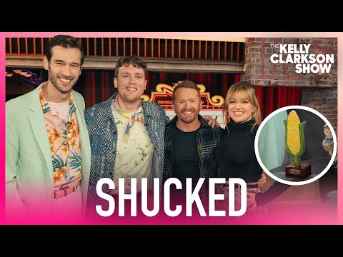 Shane mcanally & 'shucked' cast surprise kelly clarkson with coveted 'shuckey' award