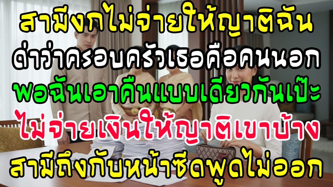 สามีไม่ยอมจ่ายให้ญาติฉันสักบาท ด่าว่าคนนอก ต่อหน้าทั้งบ้าน ฉันทำแบบเดียวกับฝั่งเขา—สีหน้าเขาซีดทันที