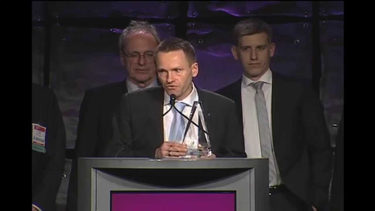 From the 2014 Prism Awards Ceremony at SPIE Photonics West Scientific Lasers winner HÜBNER