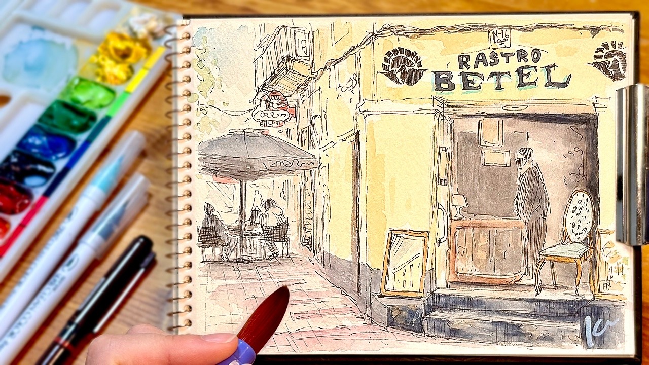 Drawing an Inviting Alleyway✒️Pen Line Art and Watercolor Sketch