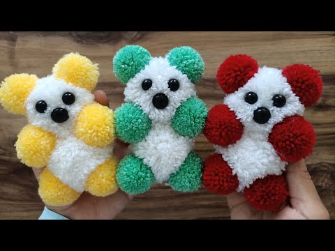 Ponpondan Ayı Nasıl Yapılır 🧸 / Easy Pompon Bear Making