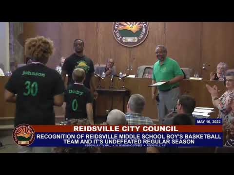 Reidsville Middle School Boy's Basketball Team Recognized At the May 10, 2022 City Council Meeting