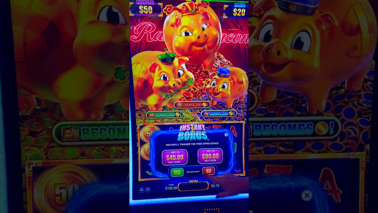 Купите функцию мгновенного бонуса в слоте Rakin Bacon Triple Oink! 