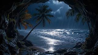 Moonlit Coastal Escape — Ocean Waves & Rain Sounds for Sleep (3 Hours)