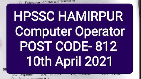 Computer Operator POST CODE- 812 Answer Key