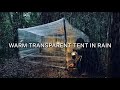 I BUILD A WARM SURVIVAL SHELTER WITH PLASTIC WRAP DURING HEAVY RAIN • ASMR