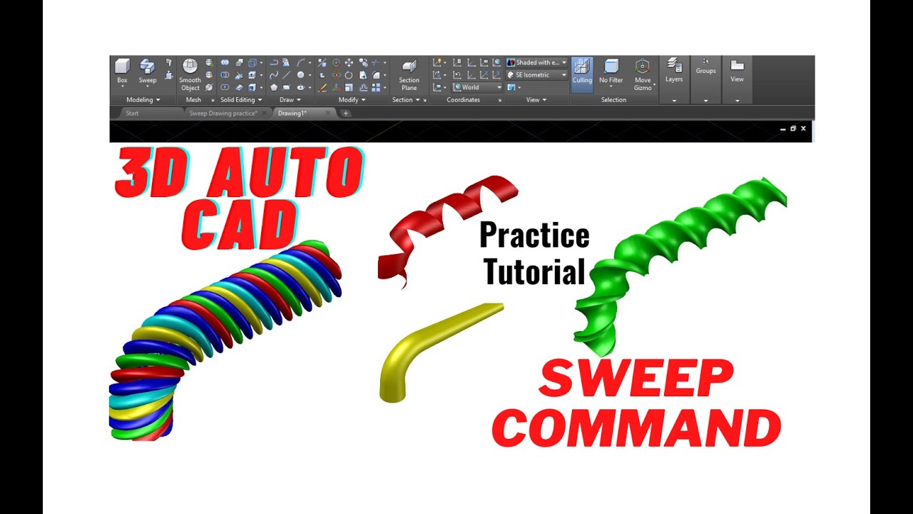 AUTOCAD 3D Tutorial for Beginners | Sweep Command in Auto CAD ...