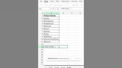 Excel Tips: Concatenate Cells Easily Using TEXTJOIN  #excel #excelfunction #shorts