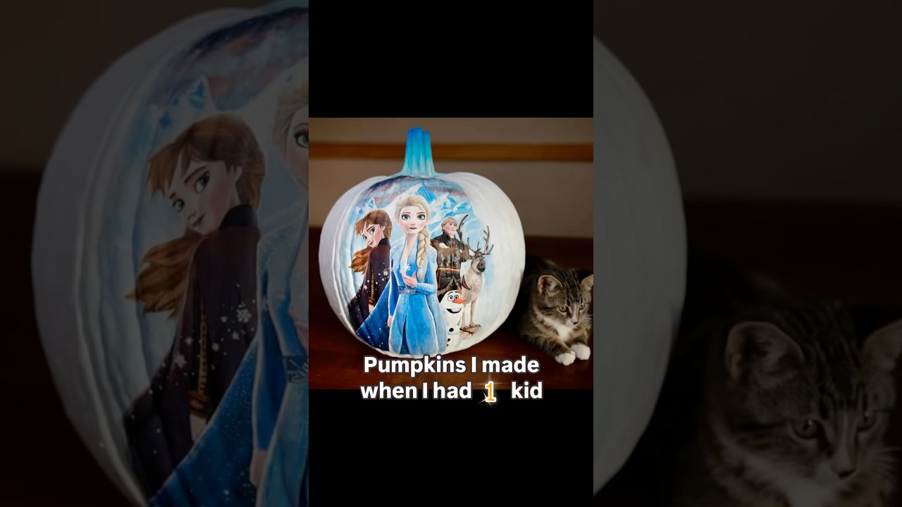 Halloween pumpkins with 1 vs. 4 kids! 