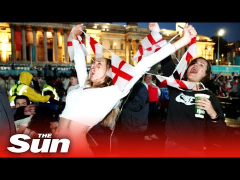 England fans celebrate making history at Euro 2020 semi finals as they beat Denmark